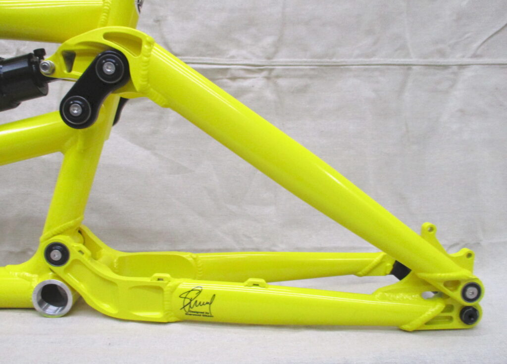 Ventana Grizzly MTB-Tandem, Hinterbaub von Links, Farbe Neon Yellow