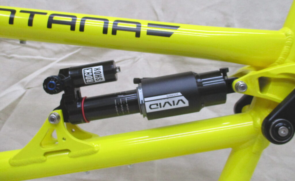 Ventana Grizzly MTB-Tandem, Dämpfer von rechts, Farbe Neon Yellow