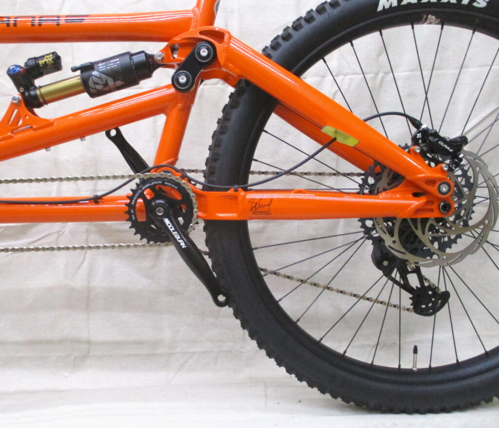 Ventana Grizzly MTB-Tandem, Dämpfer Dämpfer von links Farbe Mango Tango